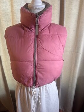 Zara Dusty Pink Reversible Puffer Vest - Sleeveless Puff Jacket